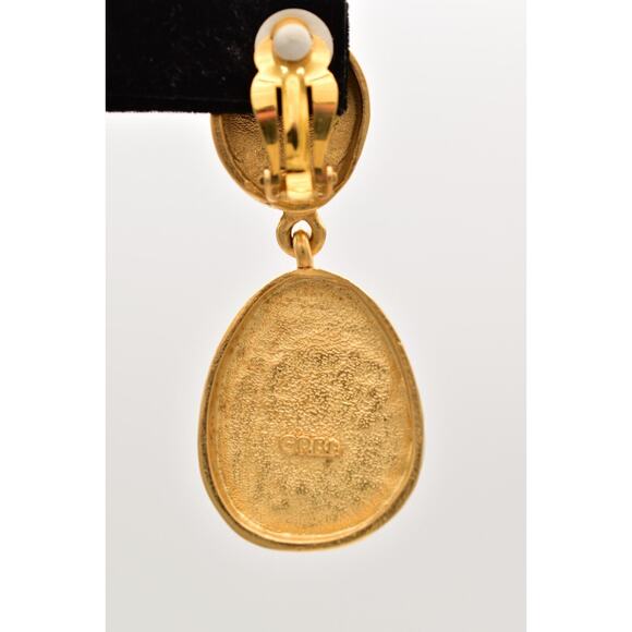 Fernando Originals Vintage Clip Earrings Dangle Brushed Gold Chunky NOS BinA18 - Picture 9 of 12